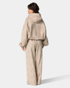 Sudadera con Capucha de Invierno para Mujer, Marca Privada, 100% Algodón, Felpa, Ecológica, Estilo Urbano, Color Blanco Crema, Estampado de Leopardo, Sólida, Talla 2 - Product Image 6