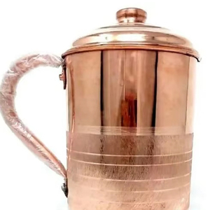 Juego de jarras de cobre para servir agua con elegancia en eventos nocturnos, juego de metal con vasos, duradero, reutilizable, para cocina, comedor y bebidas. - Product Image 1