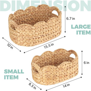 <b>Enchanting</b> Rustic Farmhouse-Style Eco-Friendly Handmade Water Hyacinth Oval Shape Multipurpose Scallop Basket Set - Product Image 2