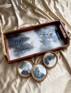 Plateau de présentation élégant et moderne en résine écologique, fait main, décoratif, pour la décoration de la maison, les bijoux et les cosmétiques - Product Image 5