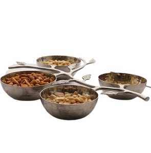Bandeja de Servir en Forma de Árbol de Metal Plateado con 4 Tazones para Nueces, Soporte para Frutos Secos Grabado a Mano - Product Image 2