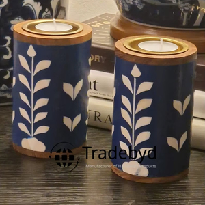 Porte-bougie en os incrusté fait main de qualité supérieure, décoration de table pour la maison par Tradebyd - Product Image 3