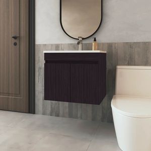 Meuble de salle de bain à 2 portes en wengue avec un design unique - Product Image 1