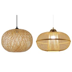 Abat-jour pour lampes de plafond, abat-jour en rotin de bambou, lampes de plafond pour salon - Product Image 2