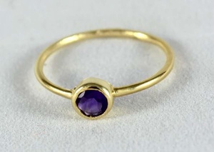 Amatista púrpura Natural de 5mm, anillo de oro amarillo de 14k sólido redondo, fabricante de joyería - Product Image 3