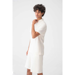 Men's <b>White</b> Cotton <b>Polo</b> Shirt Solid Knitted Casual Summer Wear Short Sleeve Top - Product Image 4