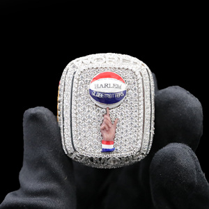 Unisex Vintage Yellow Gold Diamond <b>Ring</b> with Brilliant Cut Filled Diamonds IGI Certified Moissanite Side Stones Hiphop Style - Product Image 3