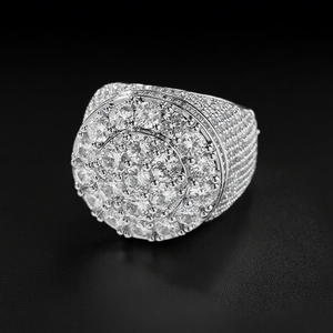Moissanite Mens Cluster <b>Ring</b> <b>Iced</b> Out Round Top Luxury Hip Hop Statement Jewelry Bold Fashion <b>Ring</b> Gift - Product Image 5
