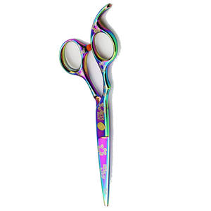 Ciseaux de coiffure professionnels à lame tranchante, revêtement couleur arc-en-ciel, avec vis fantaisie - Product Image 1