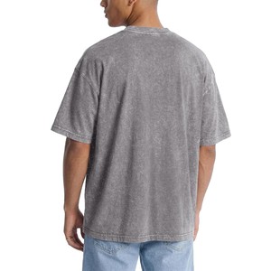 Nouvelle Arrivée 2026 T-shirt Homme Oversize Délavé à l'Acide Manches Courtes Col Rond Gris Uni Style Urbain T-shirts Personnalisés OEM ODM - Product Image 2