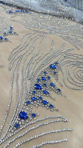 Tela de Encaje con Cuentas y Diseño de Plumas Elegante, Malla con Perlas para Vestidos de Fiesta, Vestidos de Graduación, Textil de Lujo a Precio de Fábrica - Product Image 3