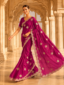 Sari de Terciopelo y Satén para Mujer, Diseño Indio Personalizado de Vexotrend, Hermoso Diseño Patola, Estilo Tradicional para Bodas y Fiestas - Product Image 4