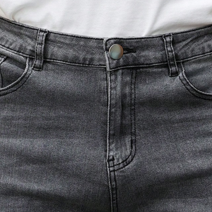 Pantalones Cortos de Mezclilla Grises Rotos para Hombre, Ajuste Delgado Casual, de Algodón, Cintura Media, Secado Rápido, Transpirables, Estilo Vintage Lavado, Ropa Urbana de Verano, Hasta la Rodilla - Product Image 3