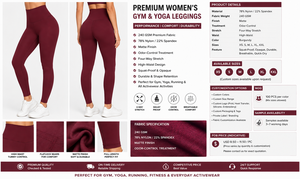 Premium Womens Vintage Solid Gym & Yoga Leggings | Knitted 240 GSM Polyester Activewear | High Waist Capris <b>Tummy</b> <b>Control</b> - Product Image 3
