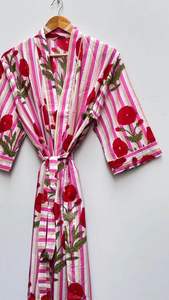 ชุดคลุมผ้าฝ้าย - ชุดกิโมโนลายดอกไม้ - ชุดคลุมสำหรับผู้หญิง ชุดเพื่อนเจ้าสาว ชุดคลุมเจ้าสาว ชุดคลุมอาบน้ำผ้าฝ้ายสำหรับฤดูร้อน ของขวัญ - Product Image 5