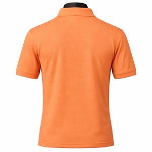 Men's <b>Orange</b> Short Sleeve Knitted <b>Polo</b> Shirt Casual Solid Color Button Down Design Regular Fit - Product Image 2