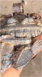 Pendentif Hip Hop Moderne en Moissanite Ronde Taille Brillant, en Argent Sterling 925 Massif Plaqué Or Rose Jaune, Unisexe, Tendance, pour Fête - Product Image 4