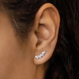 18k Gold Plated Diamond Marquise <b>Stud</b> <b>Earring</b> Graduated Cluster Design Sparkling Natural Diamond Pair Women's Fine Jewelry - Product Image 1