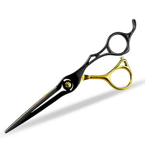 Ciseaux de barbier professionnels japonais de haute qualité pour droitiers, en acier inoxydable 4Cr13, manches en céramique, noir et or, pour salon de coiffure - Product Image 3