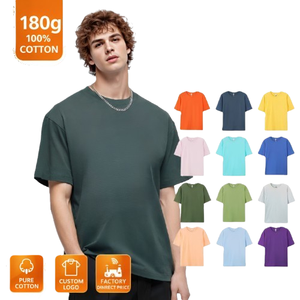 T-shirt décontracté 100 % coton respirant à manches courtes pour hommes et femmes, grandes tailles, personnalisable avec logo POD, 180g, pour l'export. - Product Image 1