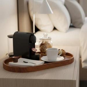 Plateau ovale en bois d'acacia, plateau de table basse, organisateur de bijoux, plateau de rangement polyvalent, plateau de service en bois fait main, plateau décoratif pour entrée - Product Image 5