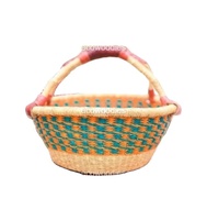 Panier de rangement mural artisanal en bambou Bolga, vintage, écologique, marron, décoration d'intérieur, produit en gros