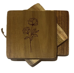 Engraved Wooden Coffee Quote <b>Coaster</b> Set Square Bamboo <b>Drink</b> <b>Coasters</b> with Funn Coffee Sayings for Kitchen Cafe Home Decor Gifts - Product Image 5