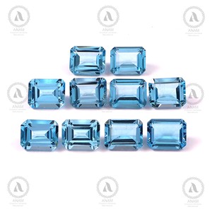 ANAM EMPORIUM 7*9MM Topaze bleue naturelle taille émeraude, pierre précieuse de qualité supérieure, couleur bleu Suisse intense - Product Image 3