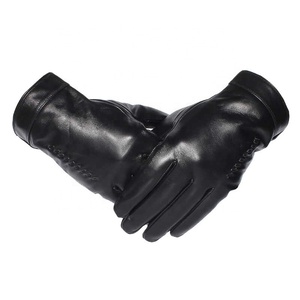 Leather Gloves Wrist Length Plain Style Thermal Unlined for Daily Use Winter Warmth Casual Wear - Product Image 1