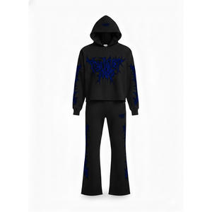 Ensemble de survêtement en molleton technique réfléchissant, coupe ajustée, style urbain, avec pantalon de jogging fuselé et poches zippées - Product Image 5