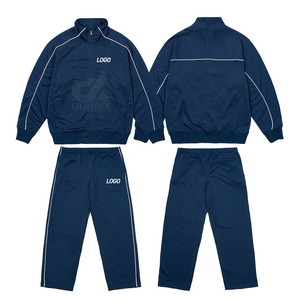 Survêtement unisexe en nylon à fermeture éclair intégrale, design sportif avec logo à rayures blanches imprimé par transfert thermique, coupe classique, collection automne 2026 - Product Image 1