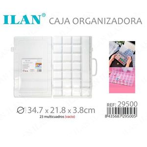Scatola organizer Iln con 23 scomparti 34,7x21,8x3,8 cm Contenitore in plastica trasparente per forniture da cucito - Product Image 3
