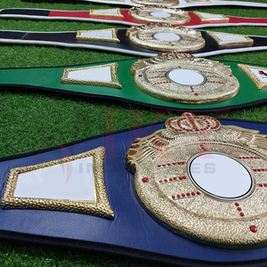 Ceinture de championnat sur mesure, design couronne, fabrication directe d'usine, sangles en cuir multicolores, plaqué or, pour boxe, lutte, MMA - Product Image 5