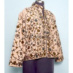Veste en cotisse à col mandarin brodée de fleurs, doublure en coton faite à la main, écologique, respirante, séchage rapide, été automne, vintage - Product Image 4