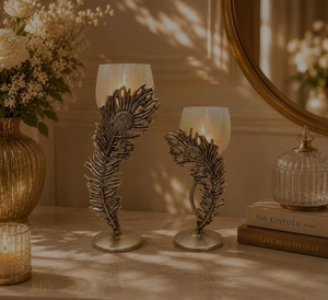 Decorative Vintage Peacock Design <b>Glass</b> Candle Jar <b>Holder</b> Home Decoration Durable Metal Candle <b>Stand</b> For Tabletop Display - Product Image 5