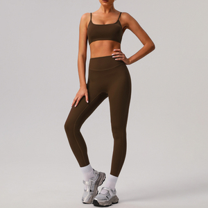 High Waist Yoga <b>Leggings</b> And Sports Bra Set Seamless Workout Gym Fitness Clothing For Women Comfortable Breathable Yoga Wear Set - Product Image 1