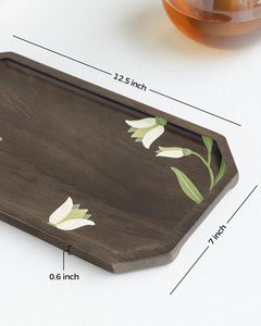Plateau à collation en bois peint à la main Florence, plateau de service décoratif, plateau de service pour desserts, disponible à la vente au prix le plus bas - Product Image 2
