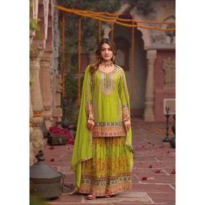 ชุดคุรตะพร้อมใส่สำหรับผู้หญิง ผ้าไหมชิโนน ตกแต่งด้วยงานปักเลื่อมอย่างประณีต ดีไซน์หรูหรา สไตล์ชาติพันธุ์ เหมาะสำหรับงานเทศกาลและงานปาร์ตี้ - Product Image 1