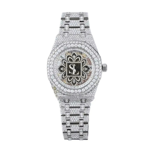 Montre de luxe personnalisée SHRILIKE JEWEL entièrement sertie de moissanite, style pièce de monnaie, pour homme, bicolore or rose, diamant, hip-hop, mouvement à quartz CITIZEN - Product Image 1