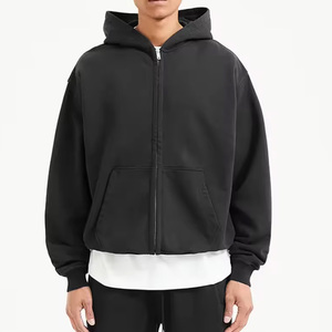 Sweat à capuche zippé personnalisé en coton molletonné, style urbain, livraison rapide - Product Image 3