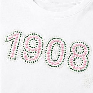 เสื้อเชิ้ตแขนสั้นลายกราฟิกสีขาวมุก 1908 ดีไซน์สำหรับผู้หญิง เสื้อผ้าฝ้ายลำลอง เสื้อผ้าแฟชั่น สวมใส่สบายทุกวัน - Product Image 6