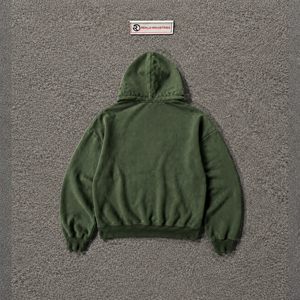 Sudadera con Capucha Oversize de Alta Calidad para Hombre, Verde Lavado, de Algodón French Terry, con Estampado y Bolsillo Delantero, Ajuste Regular, Estilo Urbano - Product Image 6