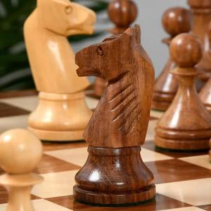 Pièces d'échecs du championnat soviétique de Bakou de 1961, reproduites, en sheesham et bois de buis, roi de 4 pouces, au meilleur prix - Product Image 3