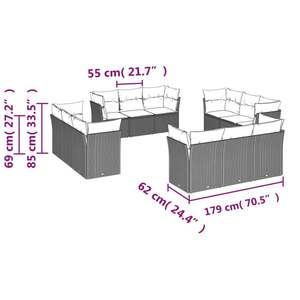 Gray Poly Rattan Patio <b>Sofa</b> <b>Set</b> With Cushions Outdoor Garden Furniture Contemporary Style - Product Image 3