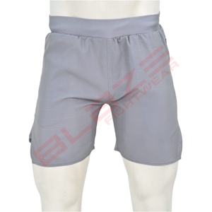 Shorts de sport décontractés pour hommes, style urbain, été, en Spandex/Polyester, taille mi-haute élastique, respirants, écologiques, couleur unie - Product Image 3