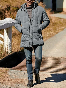 Manteau d'hiver en duvet Solid Trader Premium, chaud, à capuche, coupe-vent, vêtements d'extérieur décontractés, confortables, à porter tous les jours, coupe régulière, doublure en coton polaire à 70% - Product Image 4