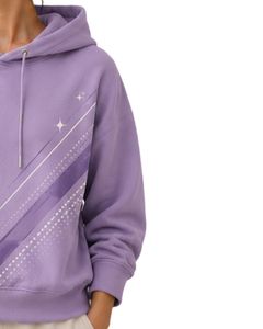 Sudadera con Capucha Extra Grande para Mujer, Lavanda, con Estampado Gráfico, de Algodón y Felpa, Manga Larga, Estilo Casual Urbano - Product Image 4