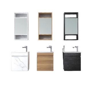 E-co Friendly Peinture MDF Salle De Bains Vantiy Carton Résine Housen Bagno Carré Moderne 16 pouces Petite Vanité Unité Blanc - Product Image 1
