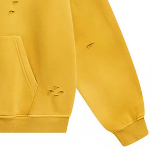Sweat à capuche personnalisé effet vieilli, pull molletonné oversize, délavage vintage, fournisseur en gros - Product Image 4