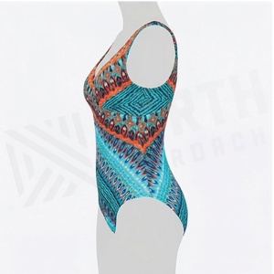 Ensemble de yoga 2 pièces imprimé papillon bleu avec finition dorée, body à col en V profond et jupe portefeuille longueur genou - Product Image 3